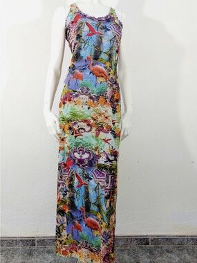 Jean Paul Gaultier Purple and Blue Printed Maxi Dress Sz small